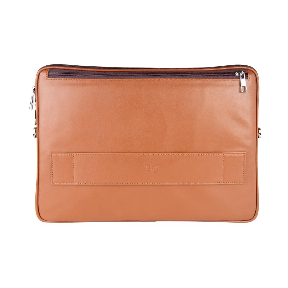 2k Suni Deri Laptop Çantası Tablet Çantası 14'' Vegan Omuz Ve Valiz Askılı Aksesuar Ve Evrak Cepli 25.5x36x2 Cm Taba