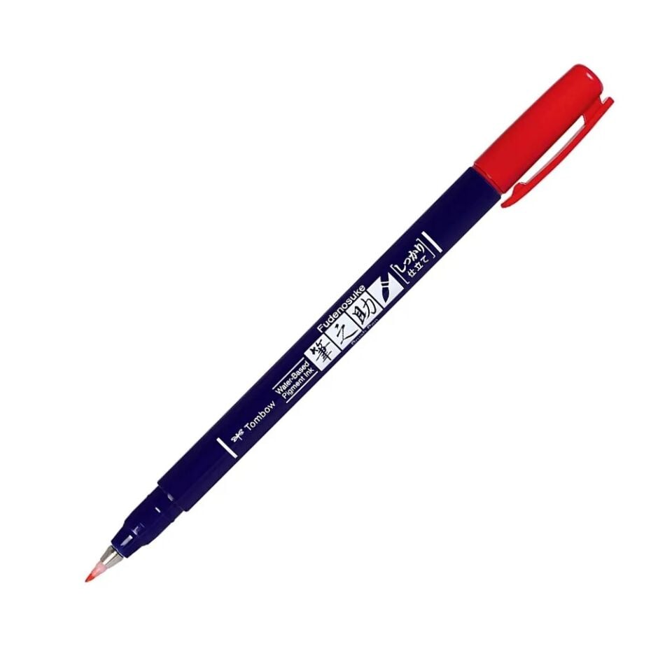 Tombow Fudenosuke Colors Sert Fırça Uçlu Çizim & Kaligrafi Kalemi Kırmızı 25