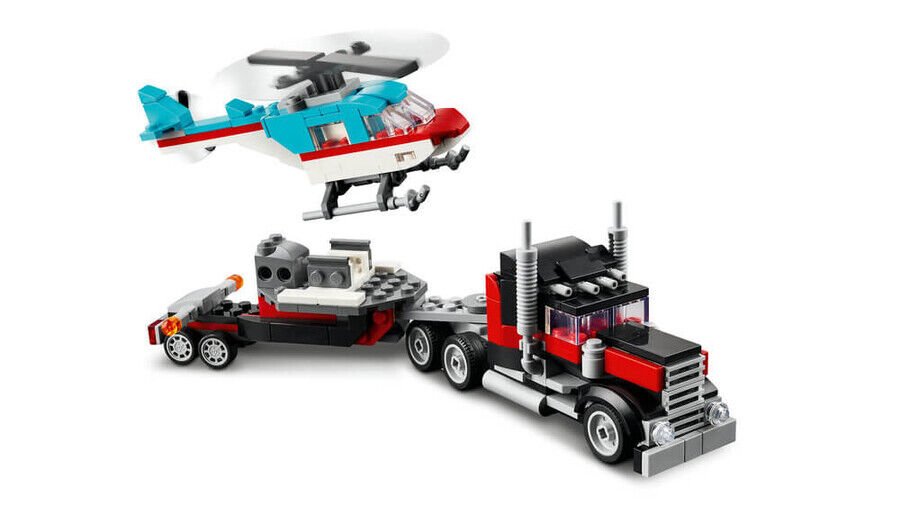 Lego Helikopterli Açık Kasa Kamyon 