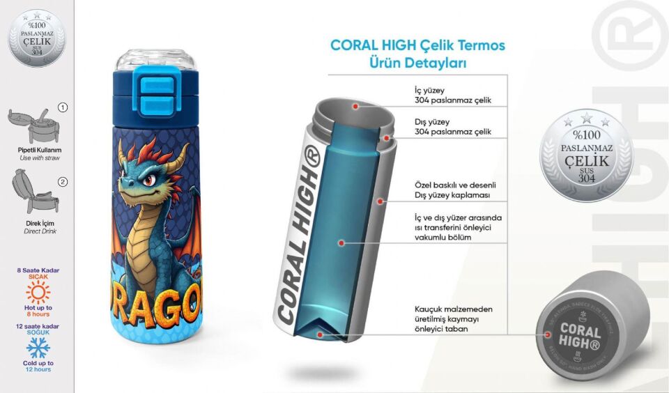 Yaygan Coral High Çelik Termos 500Ml 38113