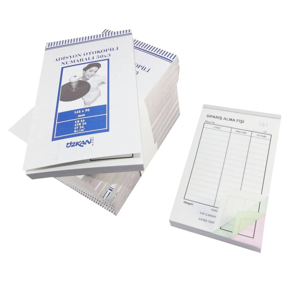 Özkan Adisyon 3 Nüsha Otokopili Numaralı