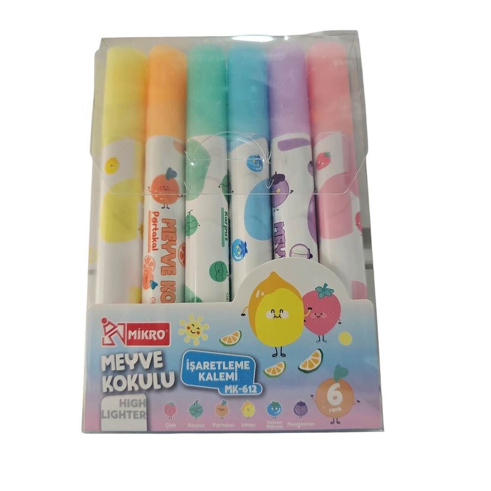Mikro Mk-612-12 Meyve Kokulu Fosforlu Kalem 6 Lı