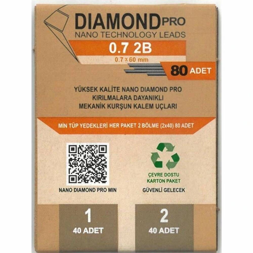 Nano Diamond Pro 2B 0.7 Versatil Kalem Yedeği 80 Li