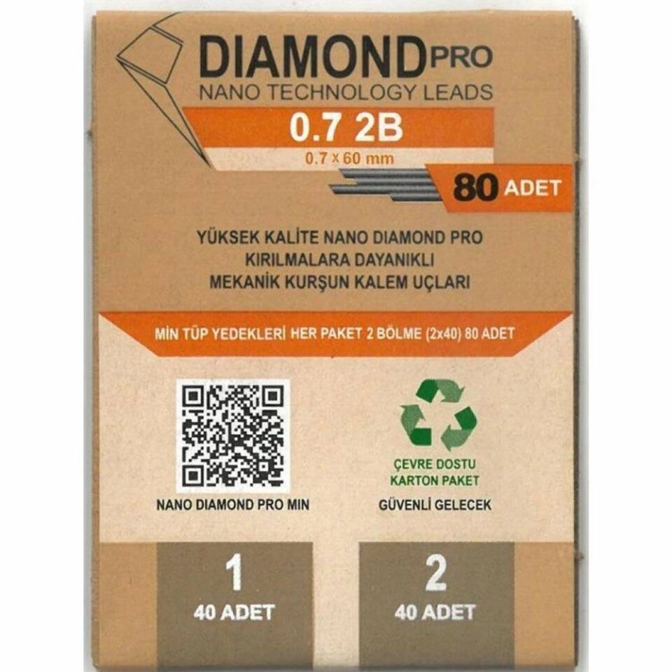 Nano Diamond Pro 2B 0.7 Versatil Kalem Yedeği 80 Li