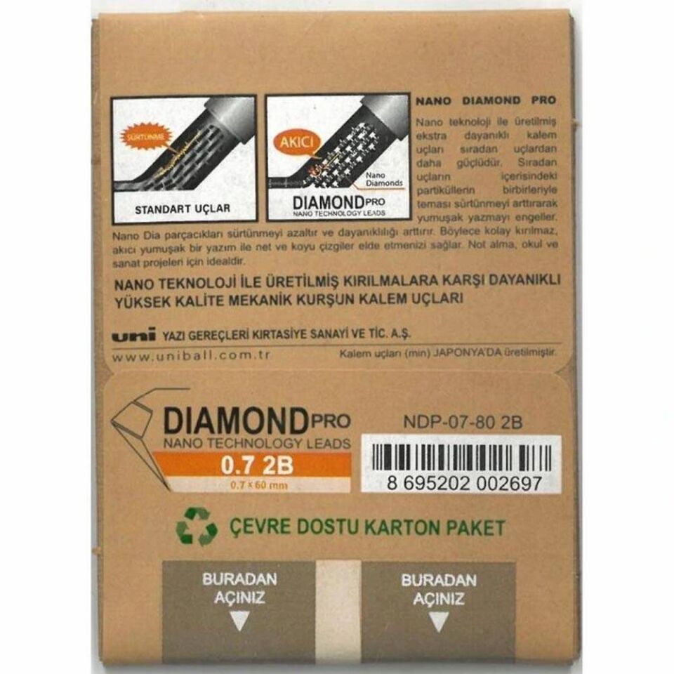 Nano Diamond Pro 2B 0.7 Versatil Kalem Yedeği 80 Li
