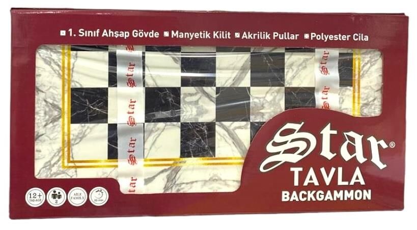 Star Mat Profil Beyaz Mermer Tavla Takımı