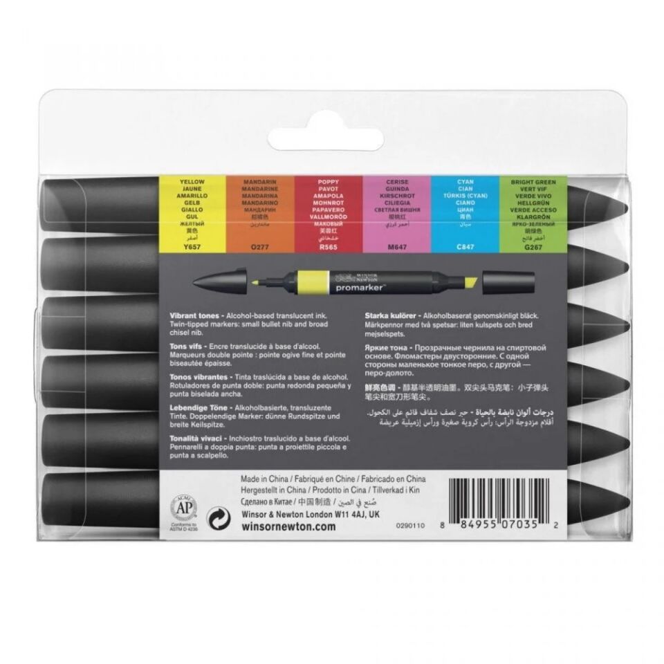 Winsor&Newton Promarker Brush Güçlü Tonlar Seti 6 Renk