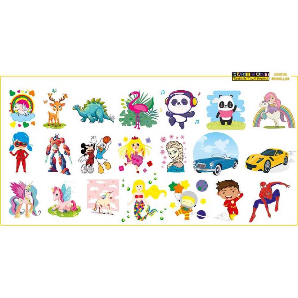 Magic Art Hobi Seti desenli 30 Cm Şövale Tuval Boya