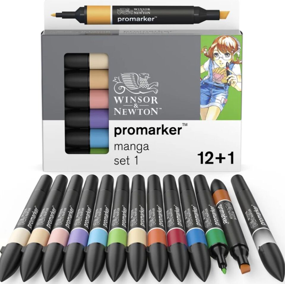 Winsor&Newton Promarker Manga Expansion Pack 1 12  Renk+karıştırıcı