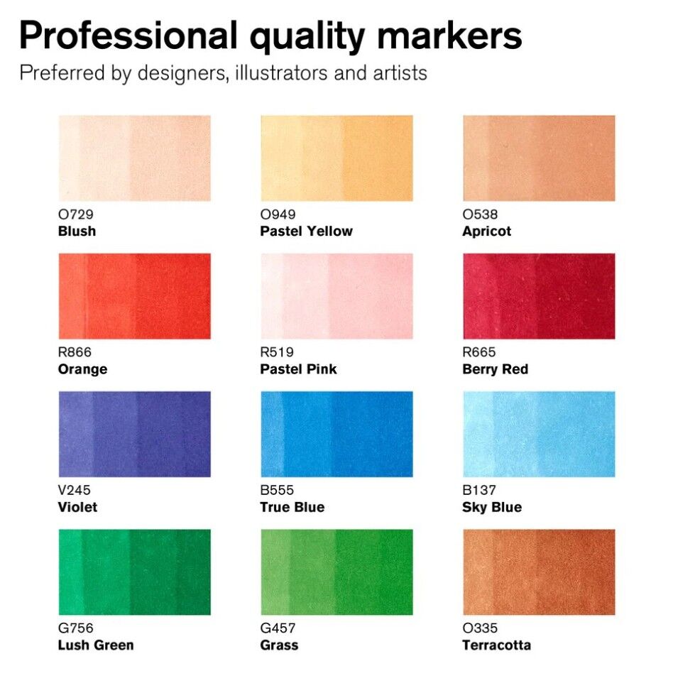 Winsor&Newton Promarker Manga Expansion Pack 1 12  Renk+karıştırıcı