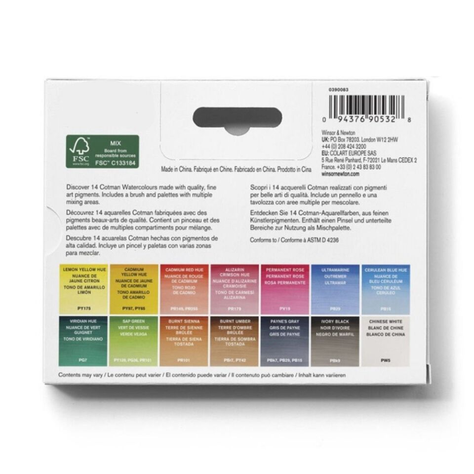Winsor&Newton Cotman Sulu Boya Seti Compact Set 14xYarım Tablet