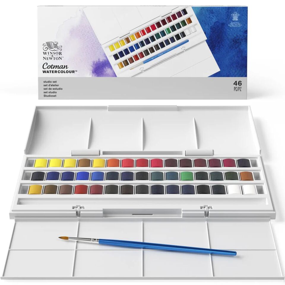 Winsor&Newton Cotman Sulu Boya Seti Studio Set 45xYarım Tablet
