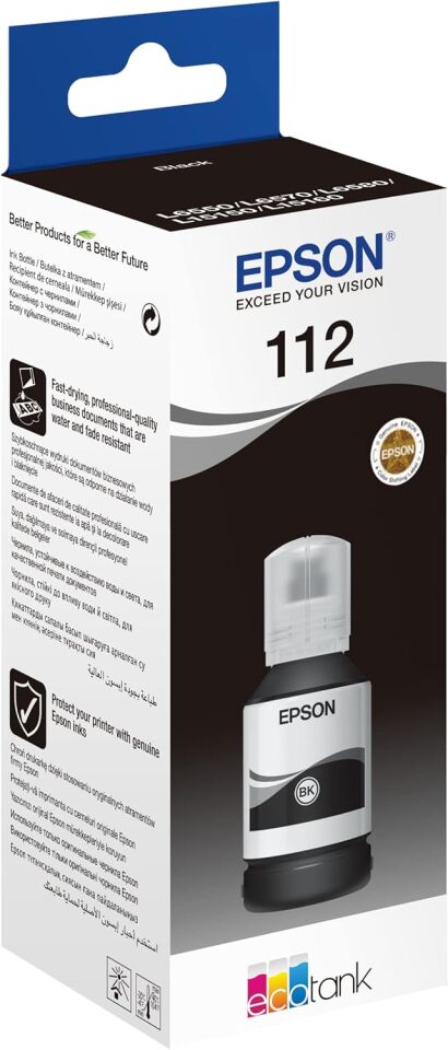 Epson 112 Siyah Şişe Mürekkep