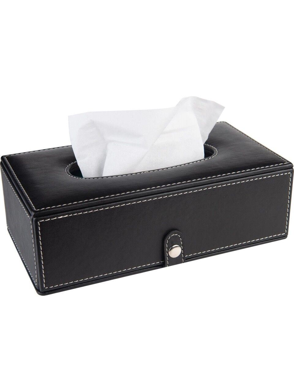 2K Suni Deri Peçetelik Mendil Kutusu 13x24x6 Cm Siyah