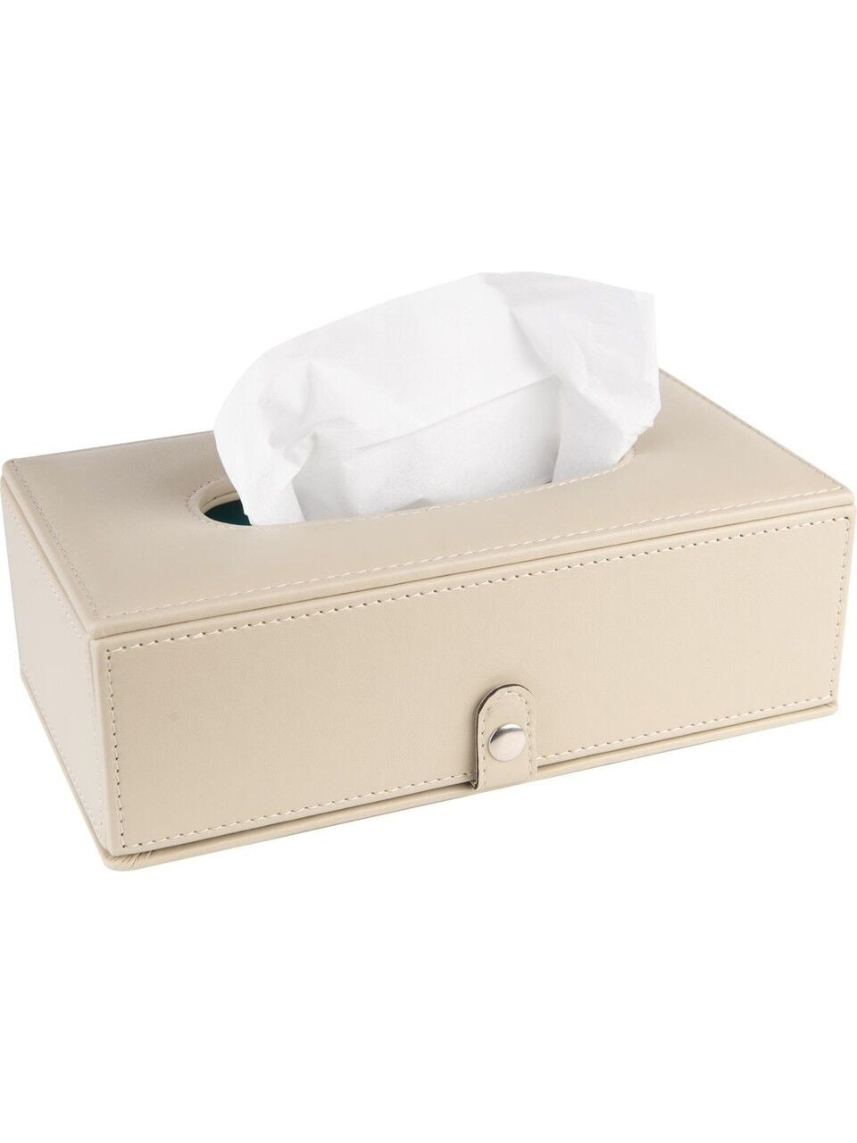 2K Suni Deri Peçetelik Mendil Kutusu 13x24x6 Cm Bej