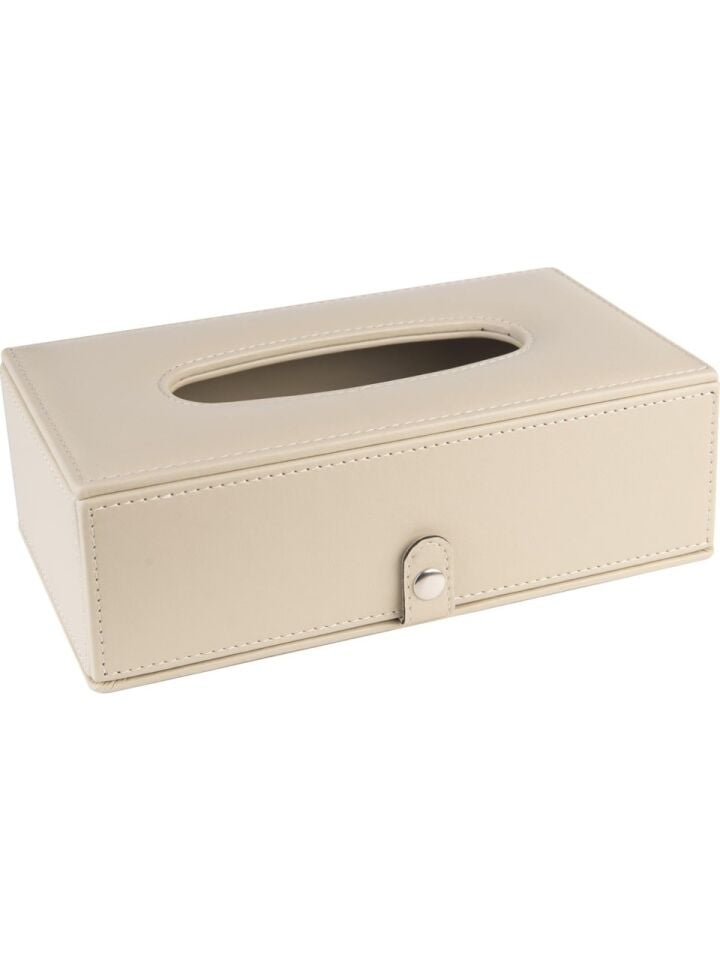 2K Suni Deri Peçetelik Mendil Kutusu 13x24x6 Cm Bej