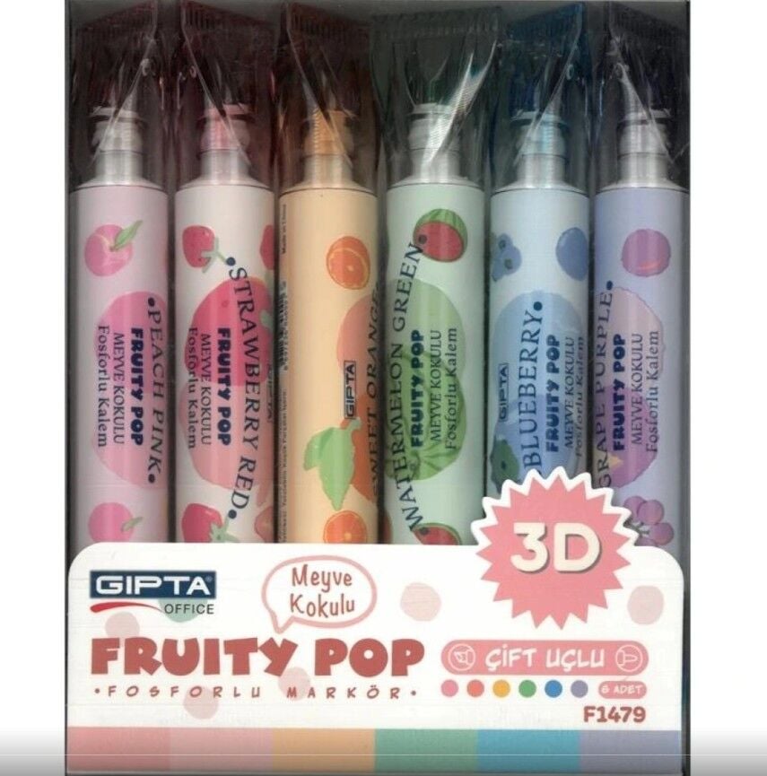 Gıpta Fosforlu Markör Fruity Pop Kokulu 6 Lı