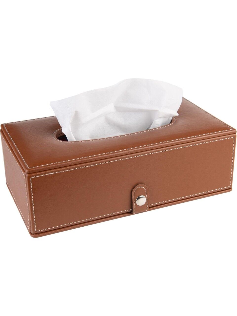 2K Suni Deri Peçetelik Mendil Kutusu 13x24x6 Cm Taba