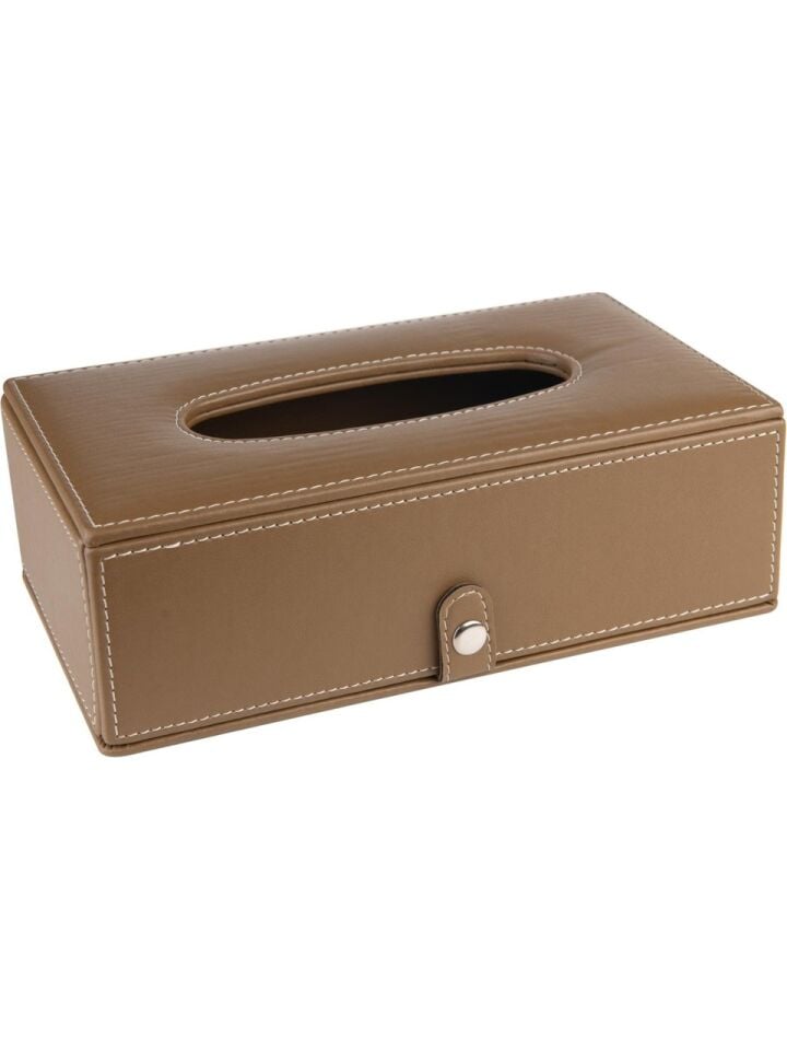 2K Suni Deri Peçetelik Mendil Kutusu 13x24x6 Cm Vizon