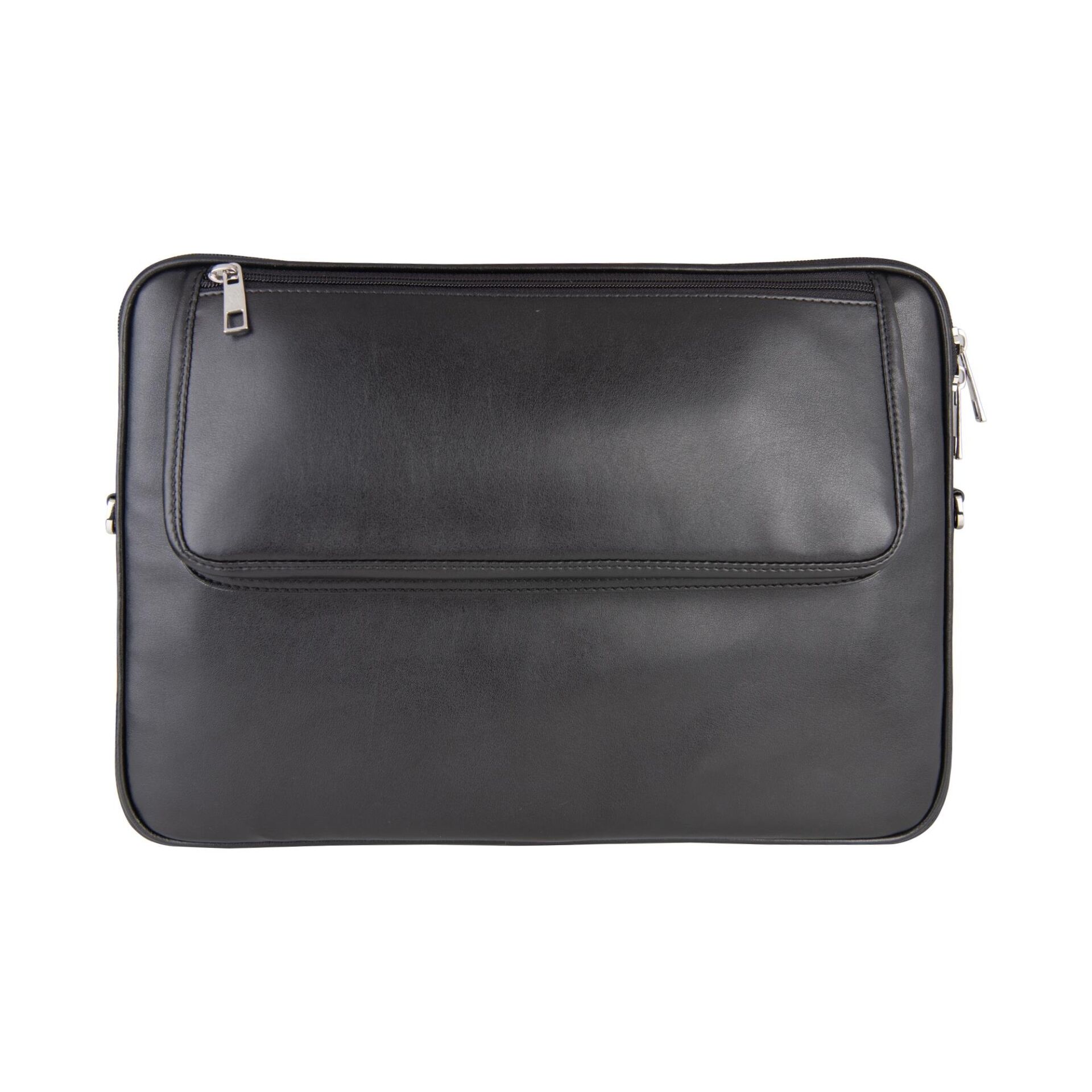 2k Suni Deri Laptop Çantası Tablet Çantası 13.3'' Vegan Omuz Ve Valiz Askılı Aksesuar Ve Evrak Cepli 24x34x2 Cm Siyah