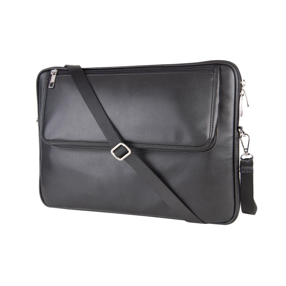 2k Suni Deri Laptop Çantası Tablet Çantası 14'' Vegan Omuz Ve Valiz Askılı Aksesuar Ve Evrak Cepli 25.5x36x2 Cm Siyah