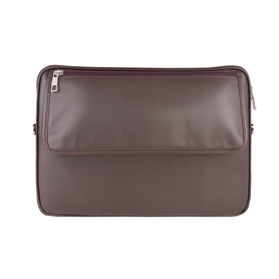 2k Suni Deri Laptop Çantası Tablet Çantası 14'' Vegan Omuz Ve Valiz Askılı Aksesuar Ve Evrak Cepli 25.5x36x2 Cm Kahverengi