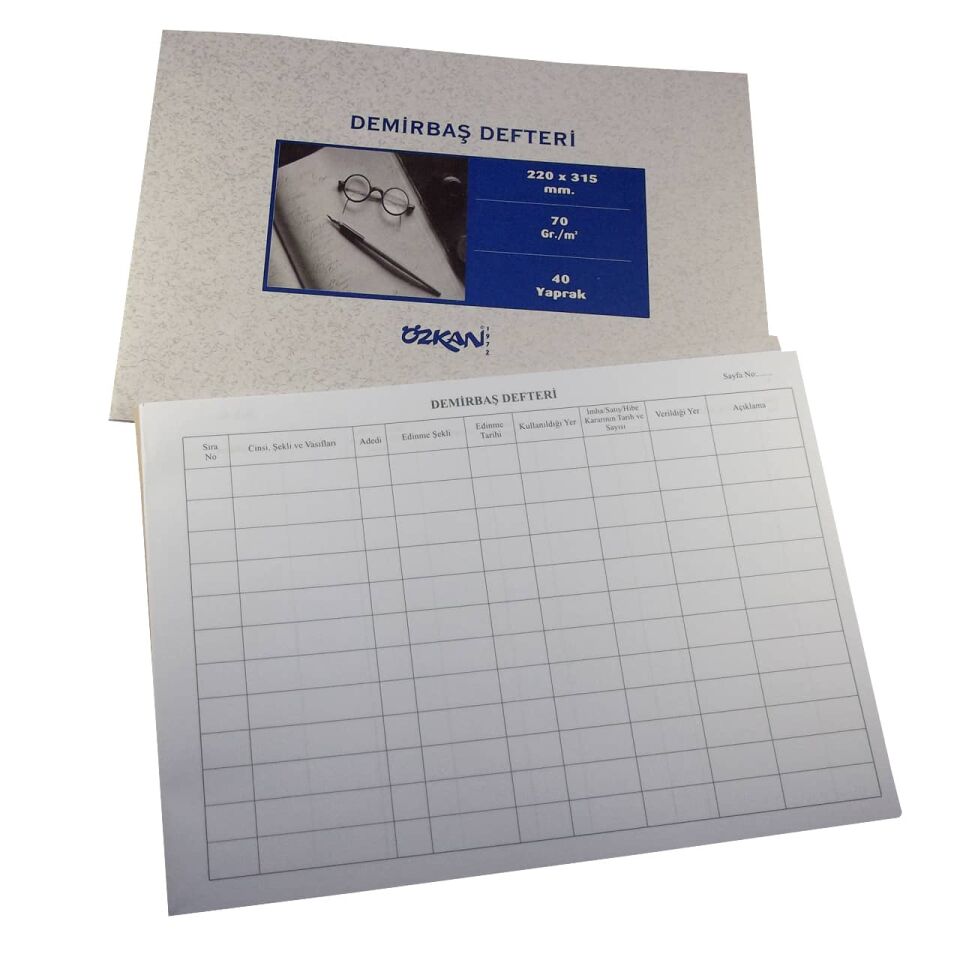 Özkan Demirbaş Eşya Defteri 40 Yaprak