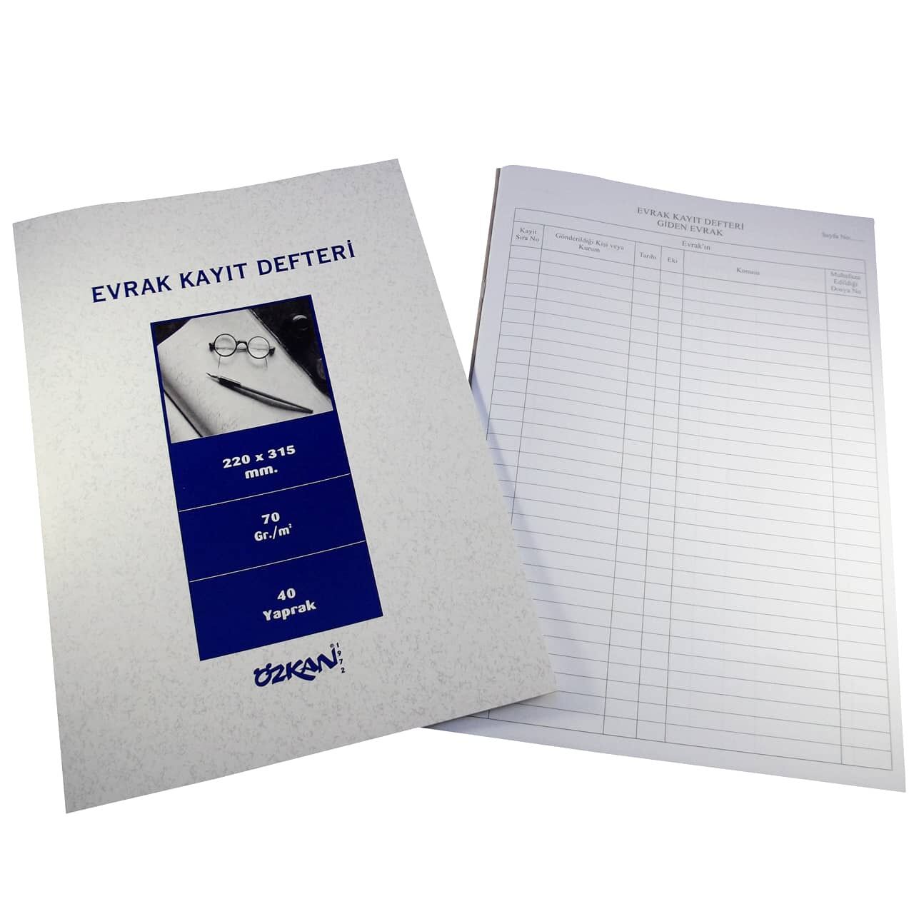 Özkan Evrak Kayıt Defteri 40 Yaprak