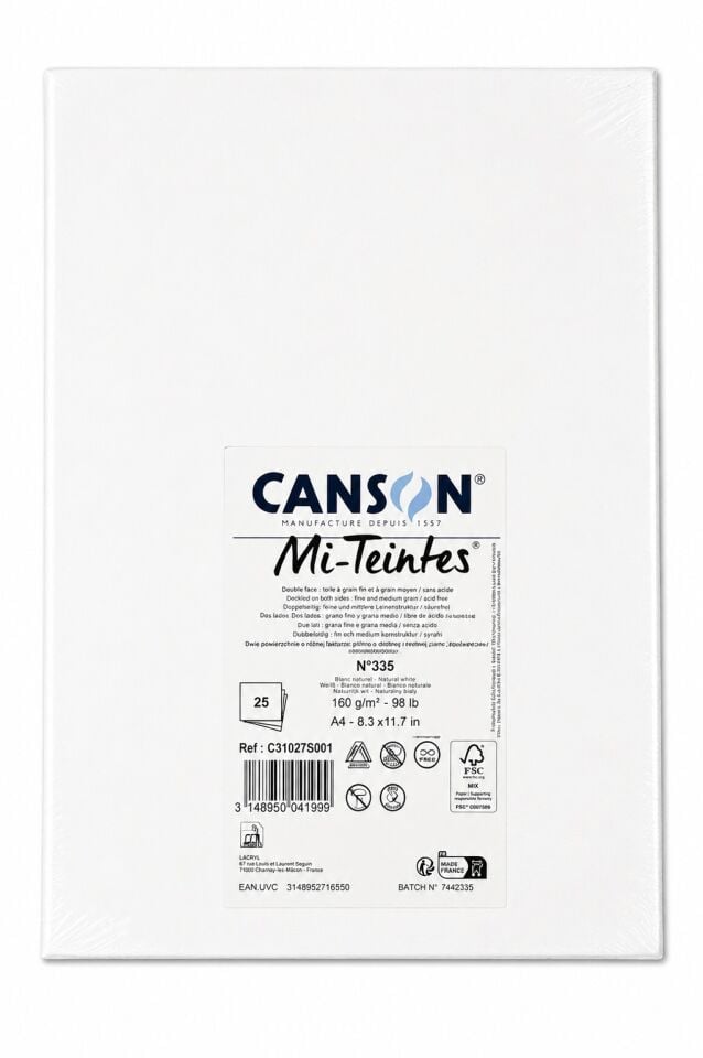 Canson Sh Canmt A4 160 Gr 25 Sheets White 335