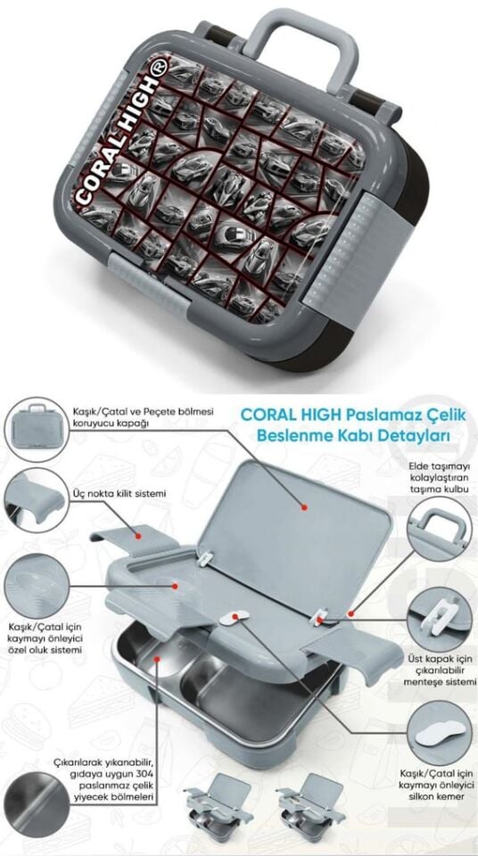 Yaygan Coral High Beslenme Kabı Çelik 39318