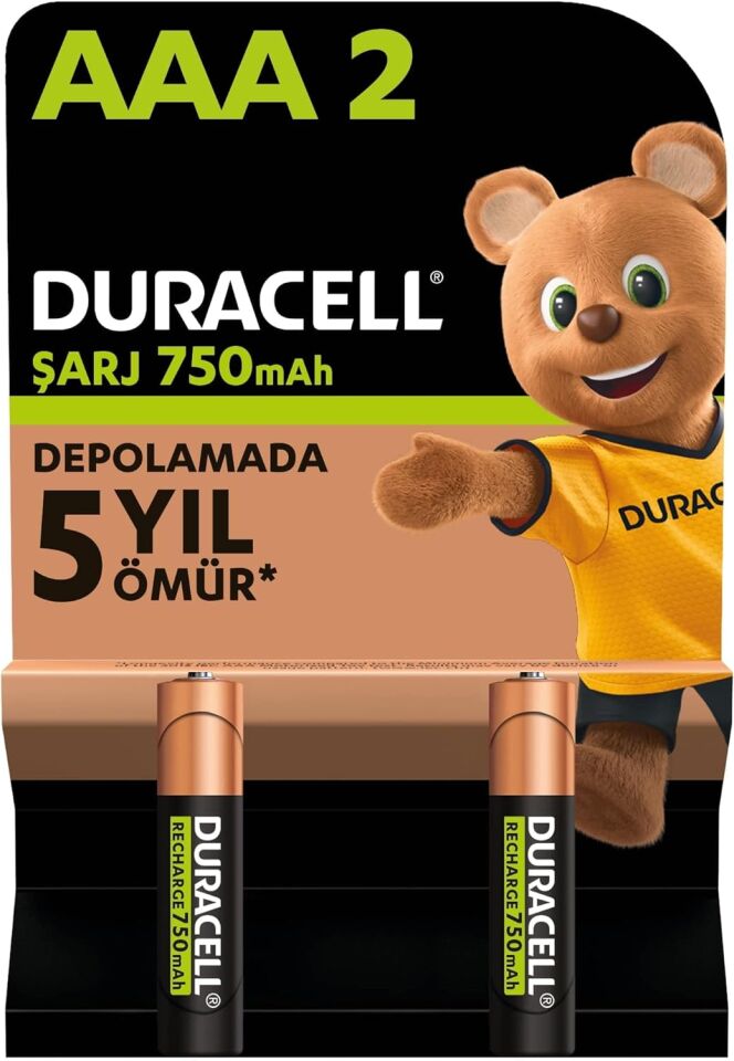 Duracell Pil Şarjlı 2 Li AAA İnce Kalem 750 Mah