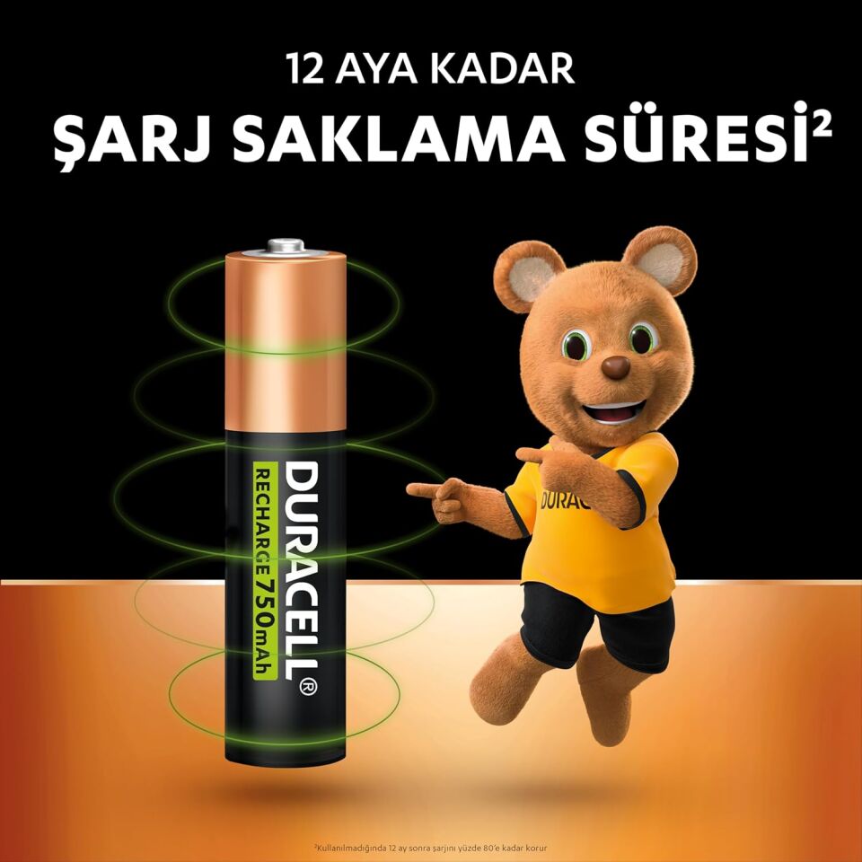 Duracell Pil Şarjlı 2 Li AAA İnce Kalem 750 Mah