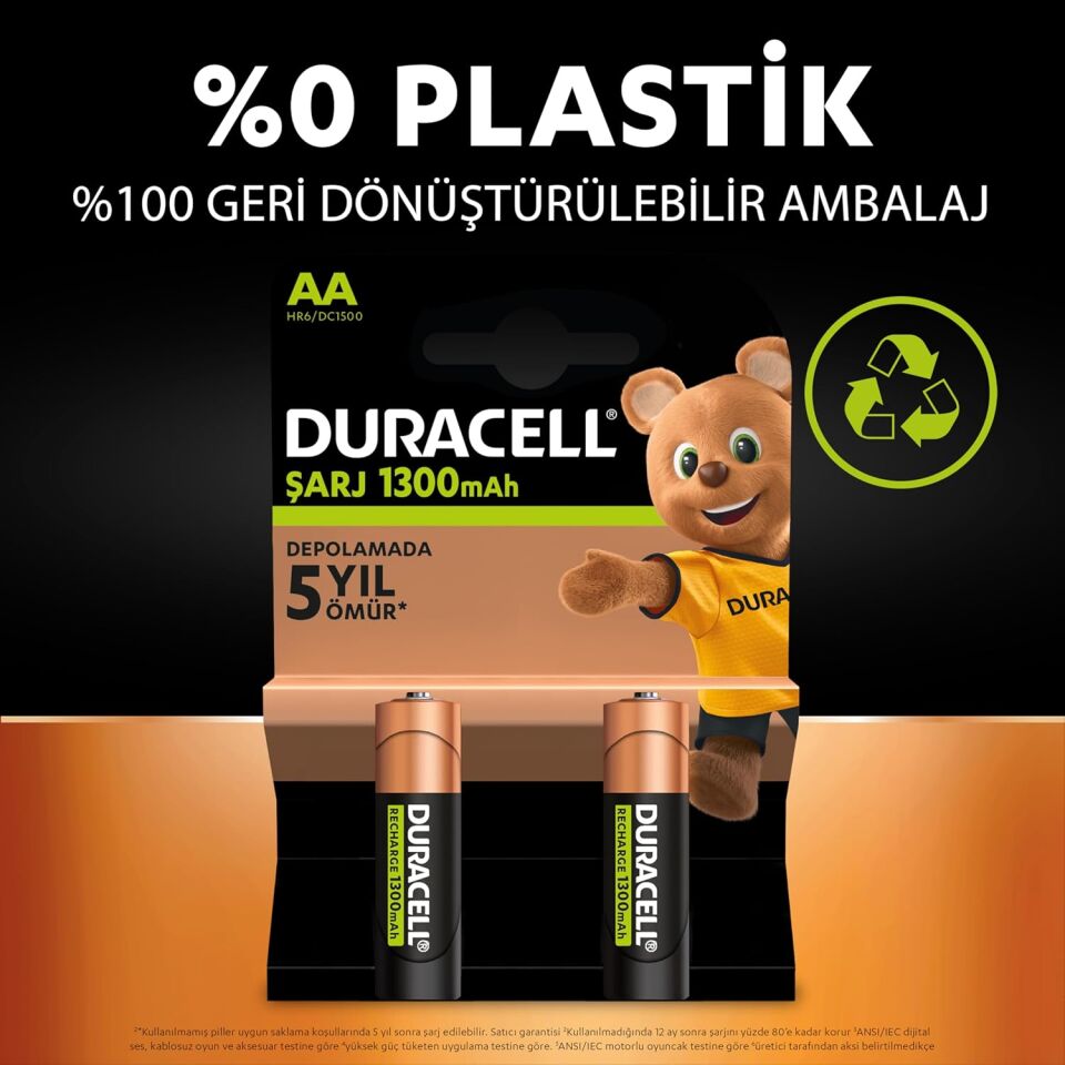 Duracell Pil Şarjlı 2 Li AAA İnce Kalem 750 Mah