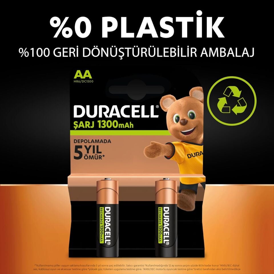 Duracell Pil Şarjlı 2 Li AAA İnce Kalem 750 Mah