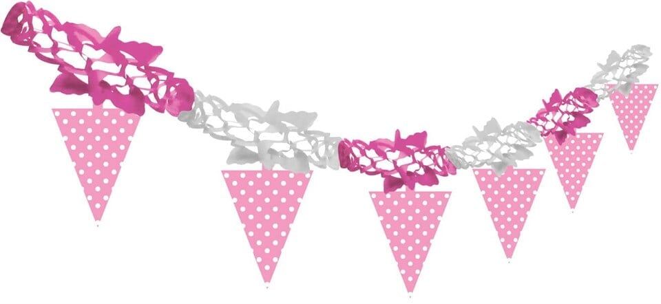 Astaş Pembe Puantiyeli Zincir Bayrak