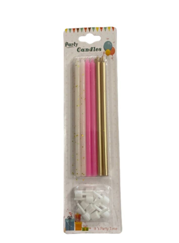 Mum Çubuk Simli Beyaz Pembe Altın 13 Cm 6 Lı